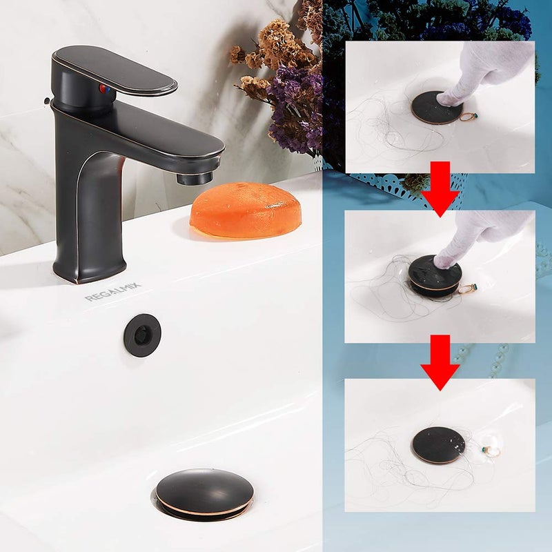 REGALMIX Vessel Sink Drain,Bathroom Pop-up Drain with Detachable Basket Stopper, Anti-Explosion and Anti-Clogging Drain Strainer, Sink Drain Assembly with Overflow Oil Rubbed Bronze, RWF083K - Image 3